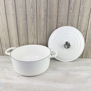 Le Creuset White 7.25qt #28 Cast Iron Dutch Oven Round France